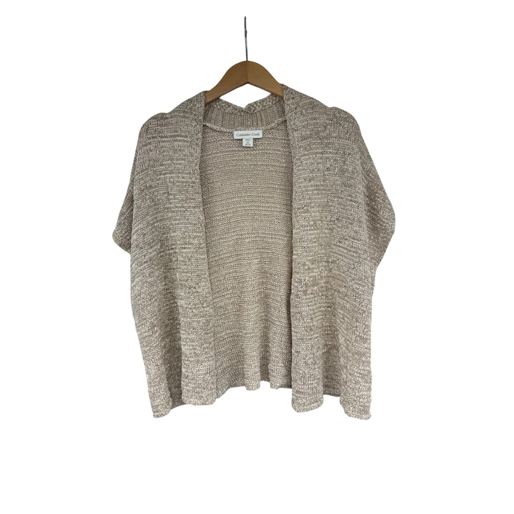 Coldwater Creek Relaxed Shrug Cardigan Beige Open Front Plus Size 2X NEW
